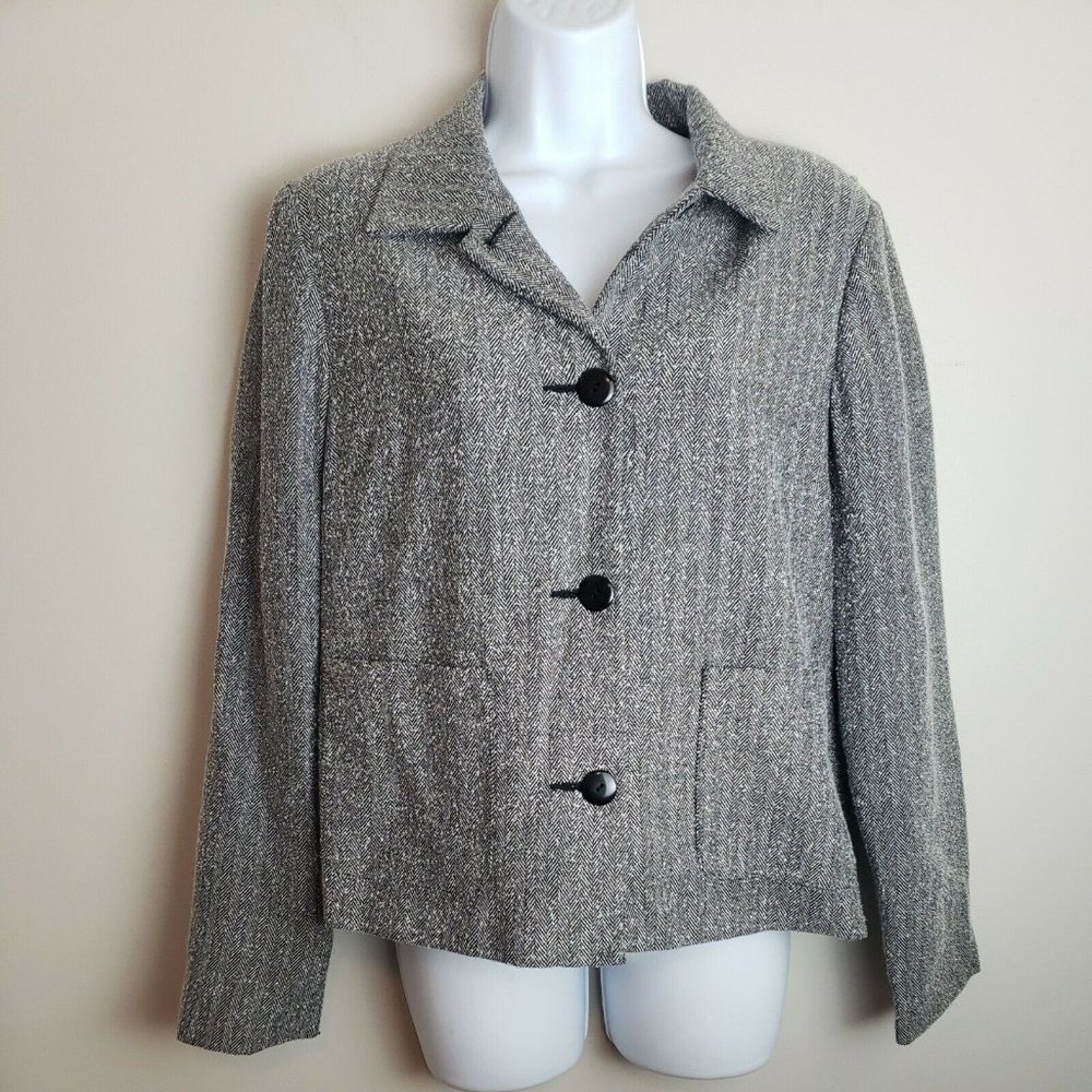 HW New York Womens Blazer Coat Gray Size 8